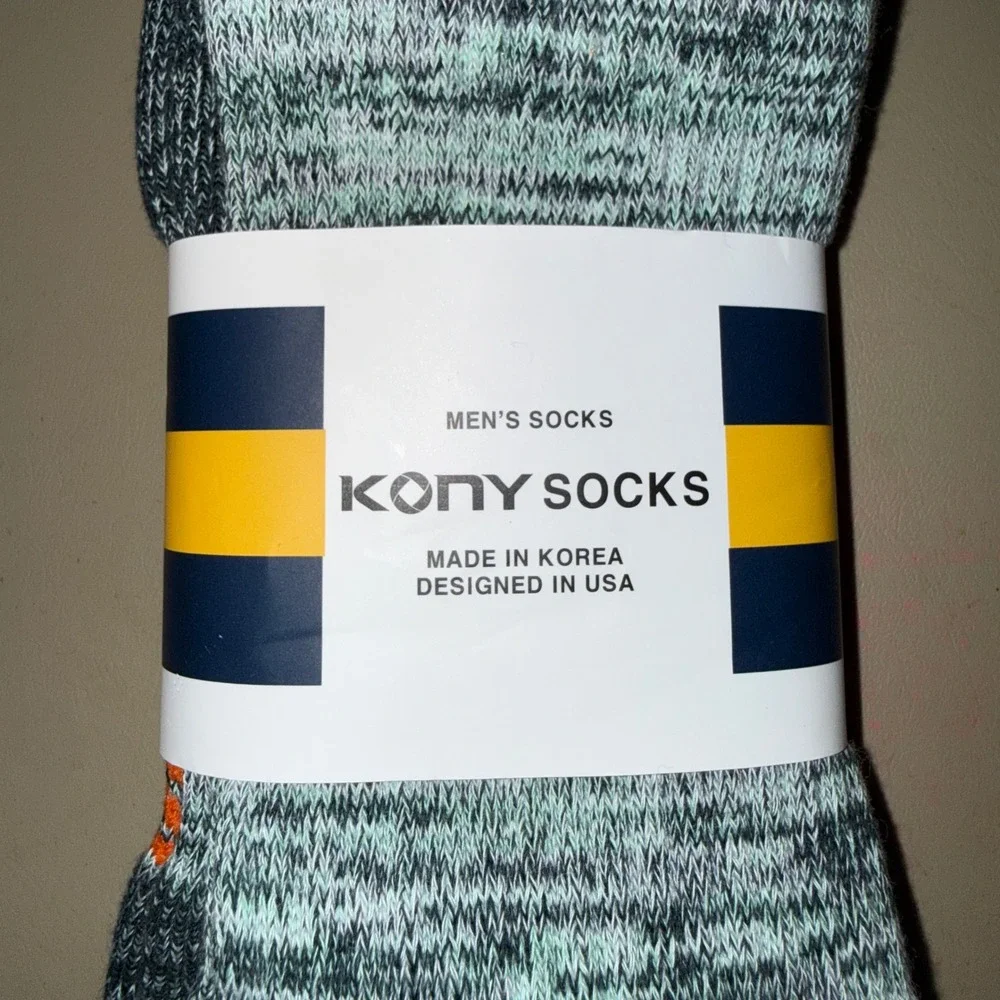 KONY SOCKS Mens Crew Socks‎ Marled Blue Mint Green Designed USA